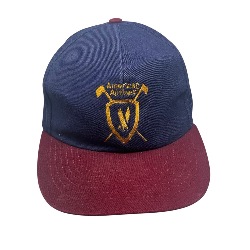 Vintage American Airlines Golf Club Hat Snapback Blue Maroon Cap One Size